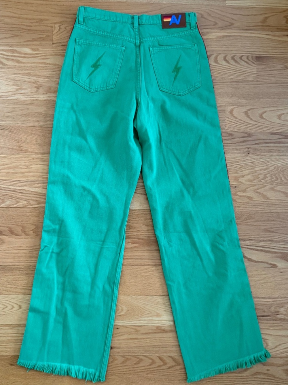 Aviator Nation NWT Bolt Stripe Hi Rise Wide-Leg Gypsy Jean (29) - Picture 3 of 16